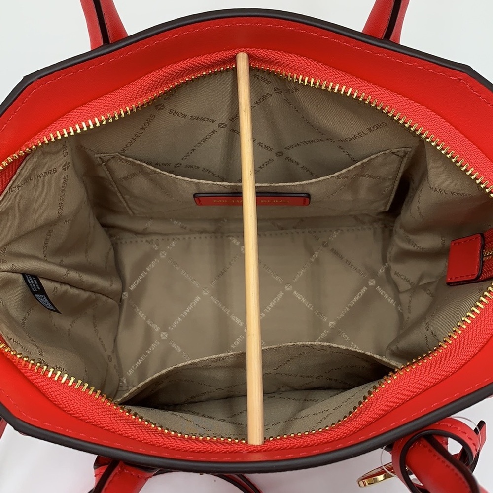 MICHAEL KORS AVRIL SMALL TOP ZIP SATCHEL CORAL RIFF COLOR - Picture 6 of 16